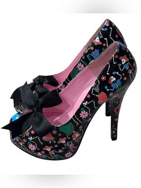 Pin Up Couture Day of The Dead Dia De Los Muertos Heels Size 7